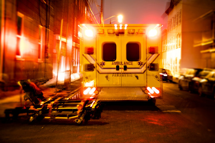 Ambulance in an alley